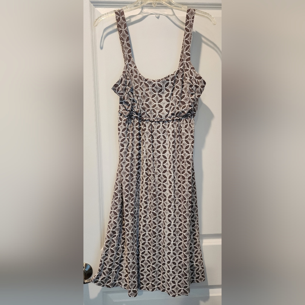 FRESH PRODUCE casual cotton sun dress- size M "Greige" or Taupe color with white